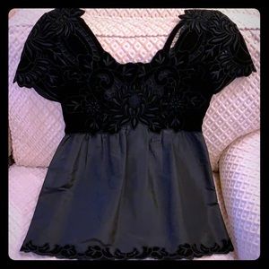 Vivienne Tam 4 black silk & velvet top STUNNING